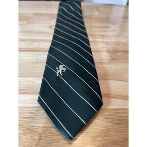 Vintage Bronzini Men's Tie Green Yellow Stripe Polyester‎ Classic Logo